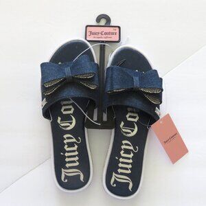Juicy Couture Women's Denim Rhinestone Bow Flip Flop Sandal